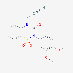 molecular formula C18H16N2O5S B6455723 2-(3,4-dimethoxyphenyl)-4-(prop-2-yn-1-yl)-3,4-dihydro-2H-1lambda6,2,4-benzothiadiazine-1,1,3-trione CAS No. 2549063-82-1