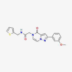 molecular formula C20H18N4O3S B6455728 2-[2-(3-methoxyphenyl)-4-oxo-4H,5H-pyrazolo[1,5-a]pyrazin-5-yl]-N-[(thiophen-2-yl)methyl]acetamide CAS No. 2321917-42-2