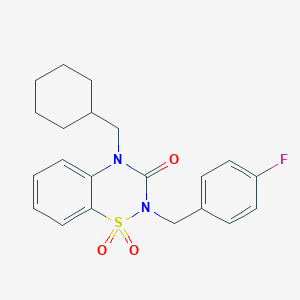 4-(cyclohexylmethyl)-2-[(4-fluorophenyl)methyl]-3,4-dihydro-2H-1lambda6,2,4-benzothiadiazine-1,1,3-trione