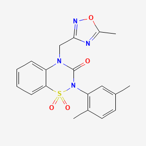molecular formula C19H18N4O4S B6455795 2-(2,5-dimethylphenyl)-4-[(5-methyl-1,2,4-oxadiazol-3-yl)methyl]-3,4-dihydro-2H-1lambda6,2,4-benzothiadiazine-1,1,3-trione CAS No. 2549063-04-7