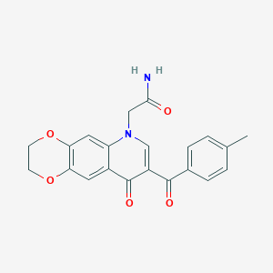 2-[8-(4-methylbenzoyl)-9-oxo-2H,3H,6H,9H-[1,4]dioxino[2,3-g]quinolin-6-yl]acetamide