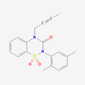 molecular formula C19H18N2O3S B6455915 4-(but-2-yn-1-yl)-2-(2,5-dimethylphenyl)-3,4-dihydro-2H-1lambda6,2,4-benzothiadiazine-1,1,3-trione CAS No. 2548996-81-0