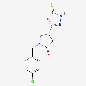 1-[(4-chlorophenyl)methyl]-4-(5-sulfanylidene-4,5-dihydro-1,3,4-oxadiazol-2-yl)pyrrolidin-2-one