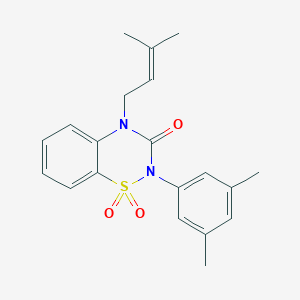 molecular formula C20H22N2O3S B6455953 2-(3,5-dimethylphenyl)-4-(3-methylbut-2-en-1-yl)-3,4-dihydro-2H-1lambda6,2,4-benzothiadiazine-1,1,3-trione CAS No. 2549024-42-0