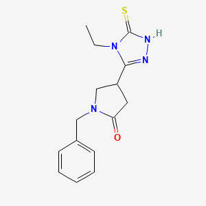 1-benzyl-4-(4-ethyl-5-sulfanylidene-4,5-dihydro-1H-1,2,4-triazol-3-yl)pyrrolidin-2-one