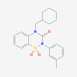 molecular formula C21H24N2O3S B6455961 4-(cyclohexylmethyl)-2-(3-methylphenyl)-3,4-dihydro-2H-1lambda6,2,4-benzothiadiazine-1,1,3-trione CAS No. 2548997-88-0