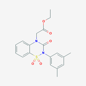 ethyl 2-[2-(3,5-dimethylphenyl)-1,1,3-trioxo-3,4-dihydro-2H-1lambda6,2,4-benzothiadiazin-4-yl]acetate