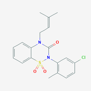 molecular formula C19H19ClN2O3S B6455998 2-(5-chloro-2-methylphenyl)-4-(3-methylbut-2-en-1-yl)-3,4-dihydro-2H-1lambda6,2,4-benzothiadiazine-1,1,3-trione CAS No. 2549036-10-2