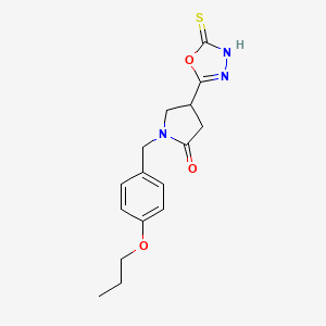 molecular formula C16H19N3O3S B6456012 1-[(4-propoxyphenyl)methyl]-4-(5-sulfanylidene-4,5-dihydro-1,3,4-oxadiazol-2-yl)pyrrolidin-2-one CAS No. 2548986-99-6