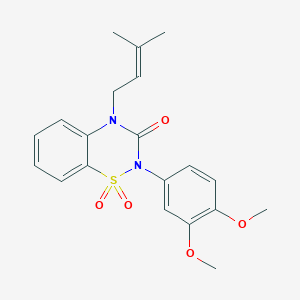molecular formula C20H22N2O5S B6456026 2-(3,4-dimethoxyphenyl)-4-(3-methylbut-2-en-1-yl)-3,4-dihydro-2H-1lambda6,2,4-benzothiadiazine-1,1,3-trione CAS No. 2548975-70-6
