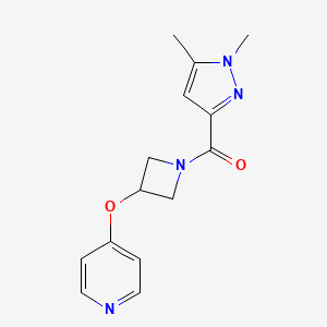 molecular formula C14H16N4O2 B6456054 4-{[1-(1,5-dimethyl-1H-pyrazole-3-carbonyl)azetidin-3-yl]oxy}pyridine CAS No. 2548994-99-4