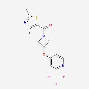 molecular formula C15H14F3N3O2S B6456068 4-{[1-(2,4-dimethyl-1,3-thiazole-5-carbonyl)azetidin-3-yl]oxy}-2-(trifluoromethyl)pyridine CAS No. 2549012-15-7