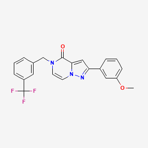 molecular formula C21H16F3N3O2 B6456071 2-(3-methoxyphenyl)-5-{[3-(trifluoromethyl)phenyl]methyl}-4H,5H-pyrazolo[1,5-a]pyrazin-4-one CAS No. 2325705-88-0
