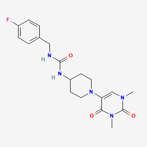 molecular formula C19H24FN5O3 B6456086 3-[1-(1,3-dimethyl-2,4-dioxo-1,2,3,4-tetrahydropyrimidin-5-yl)piperidin-4-yl]-1-[(4-fluorophenyl)methyl]urea CAS No. 2548995-39-5