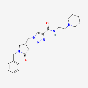 molecular formula C22H30N6O2 B6456100 1-[(1-benzyl-5-oxopyrrolidin-3-yl)methyl]-N-[2-(piperidin-1-yl)ethyl]-1H-1,2,3-triazole-4-carboxamide CAS No. 2548986-63-4