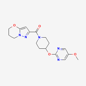 molecular formula C17H21N5O4 B6456110 5-methoxy-2-[(1-{5H,6H,7H-pyrazolo[3,2-b][1,3]oxazine-2-carbonyl}piperidin-4-yl)oxy]pyrimidine CAS No. 2549003-26-9