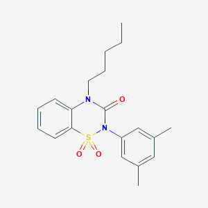 molecular formula C20H24N2O3S B6456111 2-(3,5-dimethylphenyl)-4-pentyl-3,4-dihydro-2H-1lambda6,2,4-benzothiadiazine-1,1,3-trione CAS No. 2549031-37-8