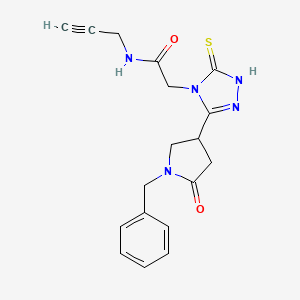 molecular formula C18H19N5O2S B6456135 2-[3-(1-benzyl-5-oxopyrrolidin-3-yl)-5-sulfanylidene-4,5-dihydro-1H-1,2,4-triazol-4-yl]-N-(prop-2-yn-1-yl)acetamide CAS No. 2549034-51-5