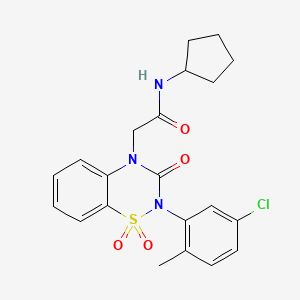 molecular formula C21H22ClN3O4S B6456150 2-[2-(5-chloro-2-methylphenyl)-1,1,3-trioxo-3,4-dihydro-2H-1lambda6,2,4-benzothiadiazin-4-yl]-N-cyclopentylacetamide CAS No. 2549007-15-8