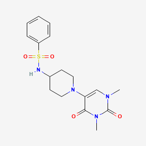 molecular formula C17H22N4O4S B6456155 N-[1-(1,3-dimethyl-2,4-dioxo-1,2,3,4-tetrahydropyrimidin-5-yl)piperidin-4-yl]benzenesulfonamide CAS No. 2548981-50-4