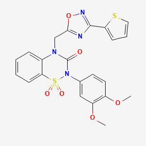 molecular formula C22H18N4O6S2 B6456171 2-(3,4-dimethoxyphenyl)-4-{[3-(thiophen-2-yl)-1,2,4-oxadiazol-5-yl]methyl}-3,4-dihydro-2H-1lambda6,2,4-benzothiadiazine-1,1,3-trione CAS No. 2549024-12-4