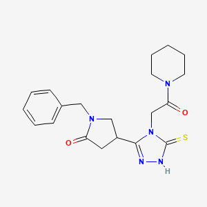 molecular formula C20H25N5O2S B6456184 1-benzyl-4-{4-[2-oxo-2-(piperidin-1-yl)ethyl]-5-sulfanylidene-4,5-dihydro-1H-1,2,4-triazol-3-yl}pyrrolidin-2-one CAS No. 2548998-49-6