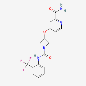 molecular formula C17H15F3N4O3 B6456205 4-[(1-{[2-(trifluoromethyl)phenyl]carbamoyl}azetidin-3-yl)oxy]pyridine-2-carboxamide CAS No. 2548983-94-2