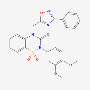 molecular formula C24H20N4O6S B6456245 2-(3,4-dimethoxyphenyl)-4-[(3-phenyl-1,2,4-oxadiazol-5-yl)methyl]-3,4-dihydro-2H-1lambda6,2,4-benzothiadiazine-1,1,3-trione CAS No. 2548990-70-9