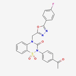 molecular formula C24H17FN4O5S B6456256 2-(4-acetylphenyl)-4-{[5-(4-fluorophenyl)-1,3,4-oxadiazol-2-yl]methyl}-3,4-dihydro-2H-1lambda6,2,4-benzothiadiazine-1,1,3-trione CAS No. 2549052-34-6