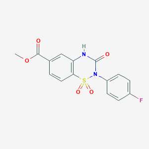 molecular formula C15H11FN2O5S B6456263 methyl 2-(4-fluorophenyl)-1,1,3-trioxo-3,4-dihydro-2H-1lambda6,2,4-benzothiadiazine-6-carboxylate CAS No. 2549036-79-3