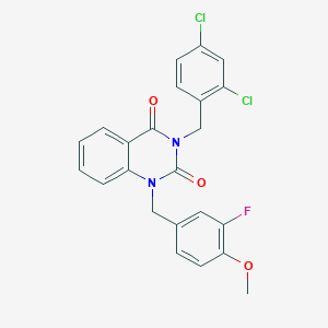 molecular formula C23H17Cl2FN2O3 B6456280 3-[(2,4-dichlorophenyl)methyl]-1-[(3-fluoro-4-methoxyphenyl)methyl]-1,2,3,4-tetrahydroquinazoline-2,4-dione CAS No. 2548983-58-8