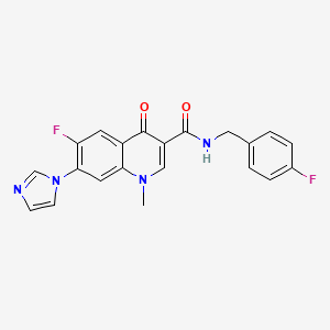 molecular formula C21H16F2N4O2 B6456296 6-fluoro-N-[(4-fluorophenyl)methyl]-7-(1H-imidazol-1-yl)-1-methyl-4-oxo-1,4-dihydroquinoline-3-carboxamide CAS No. 2549033-13-6
