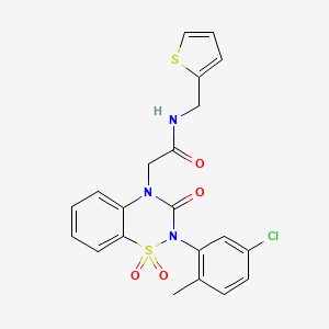 molecular formula C21H18ClN3O4S2 B6456313 2-[2-(5-chloro-2-methylphenyl)-1,1,3-trioxo-3,4-dihydro-2H-1lambda6,2,4-benzothiadiazin-4-yl]-N-[(thiophen-2-yl)methyl]acetamide CAS No. 2549034-62-8