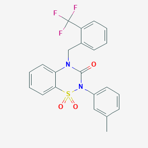 molecular formula C22H17F3N2O3S B6456333 2-(3-methylphenyl)-4-{[2-(trifluoromethyl)phenyl]methyl}-3,4-dihydro-2H-1??,2,4-benzothiadiazine-1,1,3-trione CAS No. 2548982-85-8