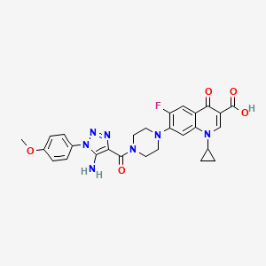 molecular formula C27H26FN7O5 B6456348 7-{4-[5-amino-1-(4-methoxyphenyl)-1H-1,2,3-triazole-4-carbonyl]piperazin-1-yl}-1-cyclopropyl-6-fluoro-4-oxo-1,4-dihydroquinoline-3-carboxylic acid CAS No. 2548985-88-0