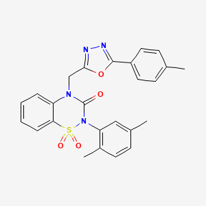 molecular formula C25H22N4O4S B6456355 2-(2,5-dimethylphenyl)-4-{[5-(4-methylphenyl)-1,3,4-oxadiazol-2-yl]methyl}-3,4-dihydro-2H-1lambda6,2,4-benzothiadiazine-1,1,3-trione CAS No. 2548999-08-0