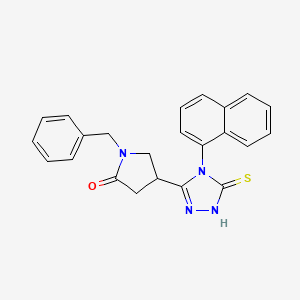 molecular formula C23H20N4OS B6456365 1-benzyl-4-[4-(naphthalen-1-yl)-5-sulfanylidene-4,5-dihydro-1H-1,2,4-triazol-3-yl]pyrrolidin-2-one CAS No. 2549040-50-6