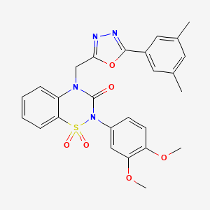 molecular formula C26H24N4O6S B6456373 2-(3,4-dimethoxyphenyl)-4-{[5-(3,5-dimethylphenyl)-1,3,4-oxadiazol-2-yl]methyl}-3,4-dihydro-2H-1lambda6,2,4-benzothiadiazine-1,1,3-trione CAS No. 2549014-62-0