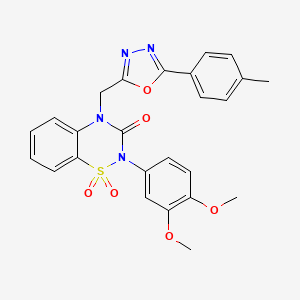molecular formula C25H22N4O6S B6456379 2-(3,4-dimethoxyphenyl)-4-{[5-(4-methylphenyl)-1,3,4-oxadiazol-2-yl]methyl}-3,4-dihydro-2H-1lambda6,2,4-benzothiadiazine-1,1,3-trione CAS No. 2549019-53-4
