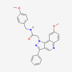 molecular formula C27H24N4O3 B6456464 2-{8-methoxy-3-phenyl-1H-pyrazolo[4,3-c]quinolin-1-yl}-N-[(4-methoxyphenyl)methyl]acetamide CAS No. 2549013-72-9