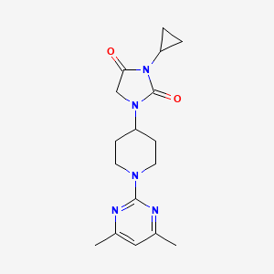 molecular formula C17H23N5O2 B6456548 3-cyclopropyl-1-[1-(4,6-dimethylpyrimidin-2-yl)piperidin-4-yl]imidazolidine-2,4-dione CAS No. 2549047-27-8