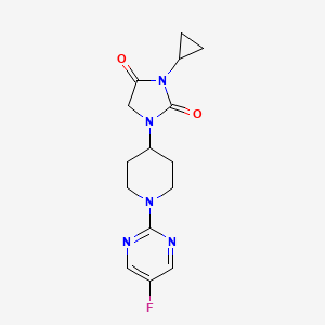 molecular formula C15H18FN5O2 B6456556 3-cyclopropyl-1-[1-(5-fluoropyrimidin-2-yl)piperidin-4-yl]imidazolidine-2,4-dione CAS No. 2549041-82-7