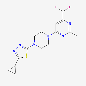 molecular formula C15H18F2N6S B6456582 4-[4-(5-cyclopropyl-1,3,4-thiadiazol-2-yl)piperazin-1-yl]-6-(difluoromethyl)-2-methylpyrimidine CAS No. 2549045-59-0