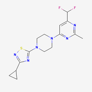 molecular formula C15H18F2N6S B6456584 4-[4-(3-cyclopropyl-1,2,4-thiadiazol-5-yl)piperazin-1-yl]-6-(difluoromethyl)-2-methylpyrimidine CAS No. 2549042-27-3