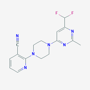 molecular formula C16H16F2N6 B6456591 2-{4-[6-(difluoromethyl)-2-methylpyrimidin-4-yl]piperazin-1-yl}pyridine-3-carbonitrile CAS No. 2548993-65-1