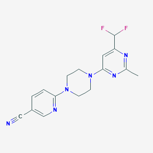 molecular formula C16H16F2N6 B6456598 6-{4-[6-(difluoromethyl)-2-methylpyrimidin-4-yl]piperazin-1-yl}pyridine-3-carbonitrile CAS No. 2549021-60-3