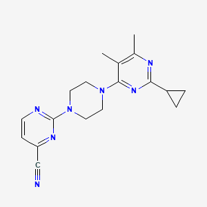 molecular formula C18H21N7 B6456651 2-[4-(2-cyclopropyl-5,6-dimethylpyrimidin-4-yl)piperazin-1-yl]pyrimidine-4-carbonitrile CAS No. 2548976-23-2