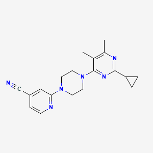 molecular formula C19H22N6 B6456661 2-[4-(2-cyclopropyl-5,6-dimethylpyrimidin-4-yl)piperazin-1-yl]pyridine-4-carbonitrile CAS No. 2549017-02-7
