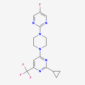 molecular formula C16H16F4N6 B6456685 2-cyclopropyl-4-[4-(5-fluoropyrimidin-2-yl)piperazin-1-yl]-6-(trifluoromethyl)pyrimidine CAS No. 2549025-99-0