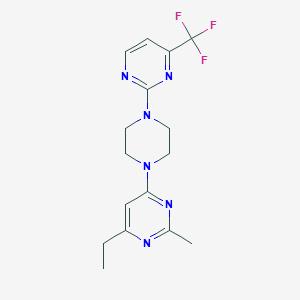 molecular formula C16H19F3N6 B6456702 4-ethyl-2-methyl-6-{4-[4-(trifluoromethyl)pyrimidin-2-yl]piperazin-1-yl}pyrimidine CAS No. 2549039-66-7